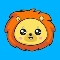 Lion Smiling Face Head Kawaii Sticker vector