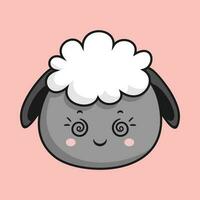 Sheep Woozy Face Cartoon Head Sheep Sticker vector