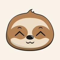 Sloth Cute Face Head Kawaii Sticker Isolated vector