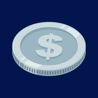 Dollar Silver Tin Coin Vector