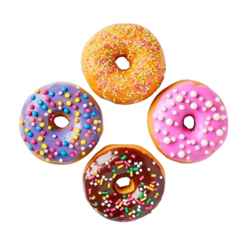 superiore Visualizza di ciambelle impostato isolato su trasparente sfondo. diverso tipi di ciambelle gusto. ai generato png