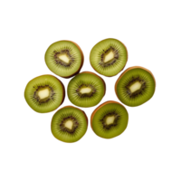 Top view slice of fresh kiwis fruit isolated on transparent background. clipping path. png