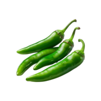 Green chili peppers isolated on transparent background. clipping path. png