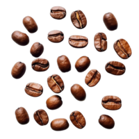 roasted coffee beans isolated on transparent background. clipping path. png