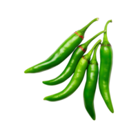 Green chili peppers isolated on transparent background. clipping path. png