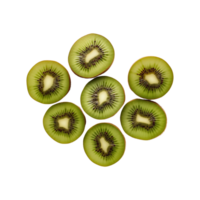 Top view slice of fresh kiwis fruit isolated on transparent background. clipping path. png