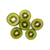 Top view slice of fresh kiwis fruit isolated on transparent background. clipping path. png