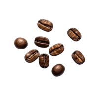 roasted coffee beans isolated on transparent background. clipping path. png