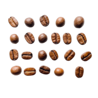 roasted coffee beans isolated on transparent background. clipping path. png