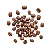 roasted coffee beans isolated on transparent background. clipping path. png