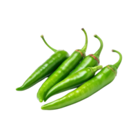 Green chili peppers isolated on transparent background. clipping path. png