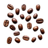 roasted coffee beans isolated on transparent background. clipping path. png