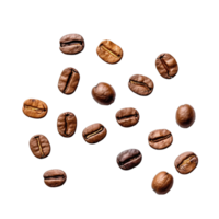 roasted coffee beans isolated on transparent background. clipping path. png