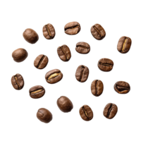 roasted coffee beans isolated on transparent background. clipping path. png