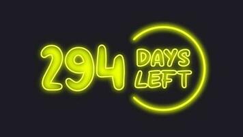 294 day left neon light animated video