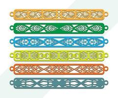 et of Laser Cut Leather Bracelet design, tattoo style of the 90s black and white tattoos Bracelet design vector