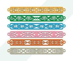 et of Laser Cut Leather Bracelet design, tattoo style of the 90s black and white tattoos Bracelet design vector