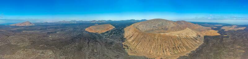 Panoramic drone picture over the barren volcanic Timanfaya National Park on Lanzarote photo