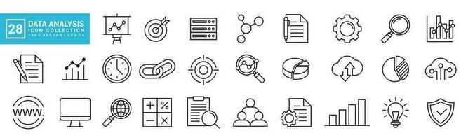 Collections vector graphic of data analysis, traffic, data processing, data storage, editable and resizable vector icons EPS 10.