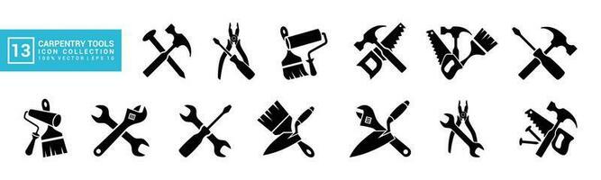 conjunto de íconos relacionado a carpintería herramientas, varios pintura herramientas, carpintero icono plantillas, mecánico íconos editable y redimensionable eps 10 vector