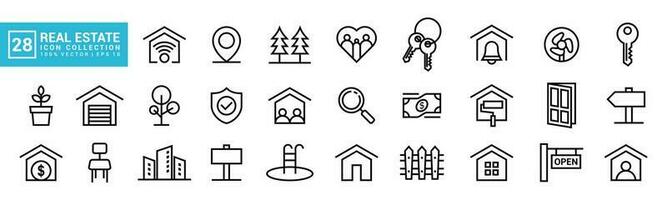 Collection of icons related to real estate, mortgage,property, house buying and selling, rental house icons, editable and resizable EPS 10 vector