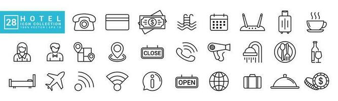 Collection vector of hotel icons, lodging houses, facilities, hotel services, travel, editable and resizable vector icons EPS 10.