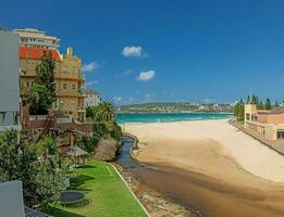 Panoramic picture of Queenscliff Beach near Sydney during daytime sunshine photo