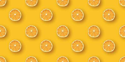 Orange Fruit seamless pattern. Fresh citrus Orange clices on orange background. vector