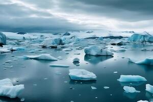 un asombroso ver de majestuoso icebergs en el mar.hecho con generativo ai. foto