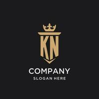 KN monogram with medieval style, luxury and elegant initial logo design vector