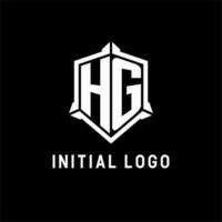 HG logo initial with shield shape design style vector