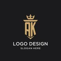 AK monogram with medieval style, luxury and elegant initial logo design vector