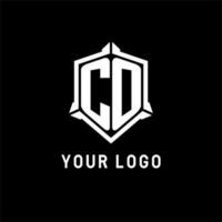 CO logo initial with shield shape design style vector