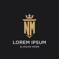 NM monogram with medieval style, luxury and elegant initial logo design vector