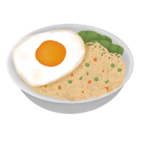 Fried egg an noodle in the bowl png