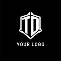 TO logo initial with shield shape design style vector