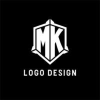 MK logo initial with shield shape design style vector