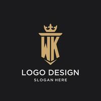 WK monogram with medieval style, luxury and elegant initial logo design vector