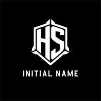 hs logo inicial con proteger forma diseño estilo vector