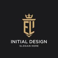 EL monogram with medieval style, luxury and elegant initial logo design vector