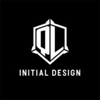 QL logo initial with shield shape design style vector