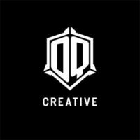 OQ logo initial with shield shape design style vector
