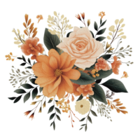 acquerello accogliente primavera ramo di floreale con pastello colore per saluto nozze carta logo modello tessile isolato su trasparente png sfondo, generativo ai