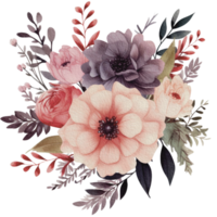 aguarela acolhedor Primavera ramo do floral com pastel cor para cumprimento Casamento cartão logotipo padronizar têxtil isolado em transparente png fundo, generativo ai