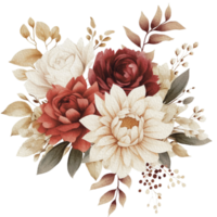 acquerello accogliente primavera ramo di floreale con pastello colore per saluto nozze carta logo modello tessile isolato su trasparente png sfondo, generativo ai