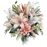 aquarelle confortable printemps branche de floral avec pastel Couleur pour salutation mariage carte logo modèle textile isolé sur transparent png arrière-plan, génératif ai