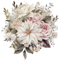 aguarela acolhedor Primavera ramo do floral com pastel cor para cumprimento Casamento cartão logotipo padronizar têxtil isolado em transparente png fundo, generativo ai