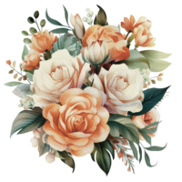 Aquarell gemütlich Frühling Ast von Blumen- mit Pastell- Farbe zum Gruß Hochzeit Karte Logo Muster Textil- isoliert auf transparent png Hintergrund, generativ ai