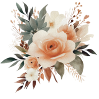 Aquarell gemütlich Frühling Ast von Blumen- mit Pastell- Farbe zum Gruß Hochzeit Karte Logo Muster Textil- isoliert auf transparent png Hintergrund, generativ ai