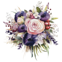 aguarela acolhedor Primavera ramo do floral com pastel cor para cumprimento Casamento cartão logotipo padronizar têxtil isolado em transparente png fundo, generativo ai